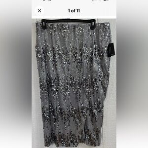 Eloquii Shimmering Silver Sequin Skirt